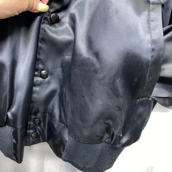 Vintage Satin Jacket - Embroidered Tiger - Black - Rockabilly - Men's XL - USA - Picture 6 of 9